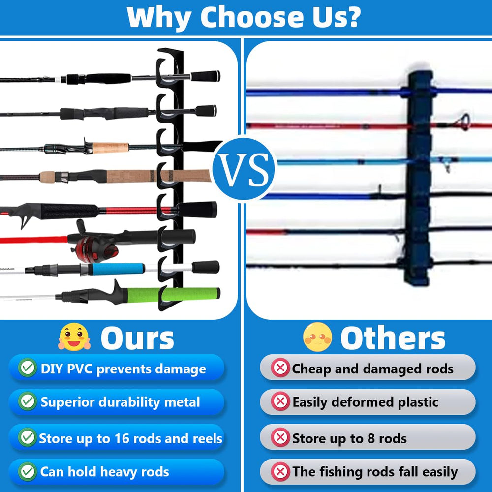 Durable steel rack with protective pad to prevent rod scratches