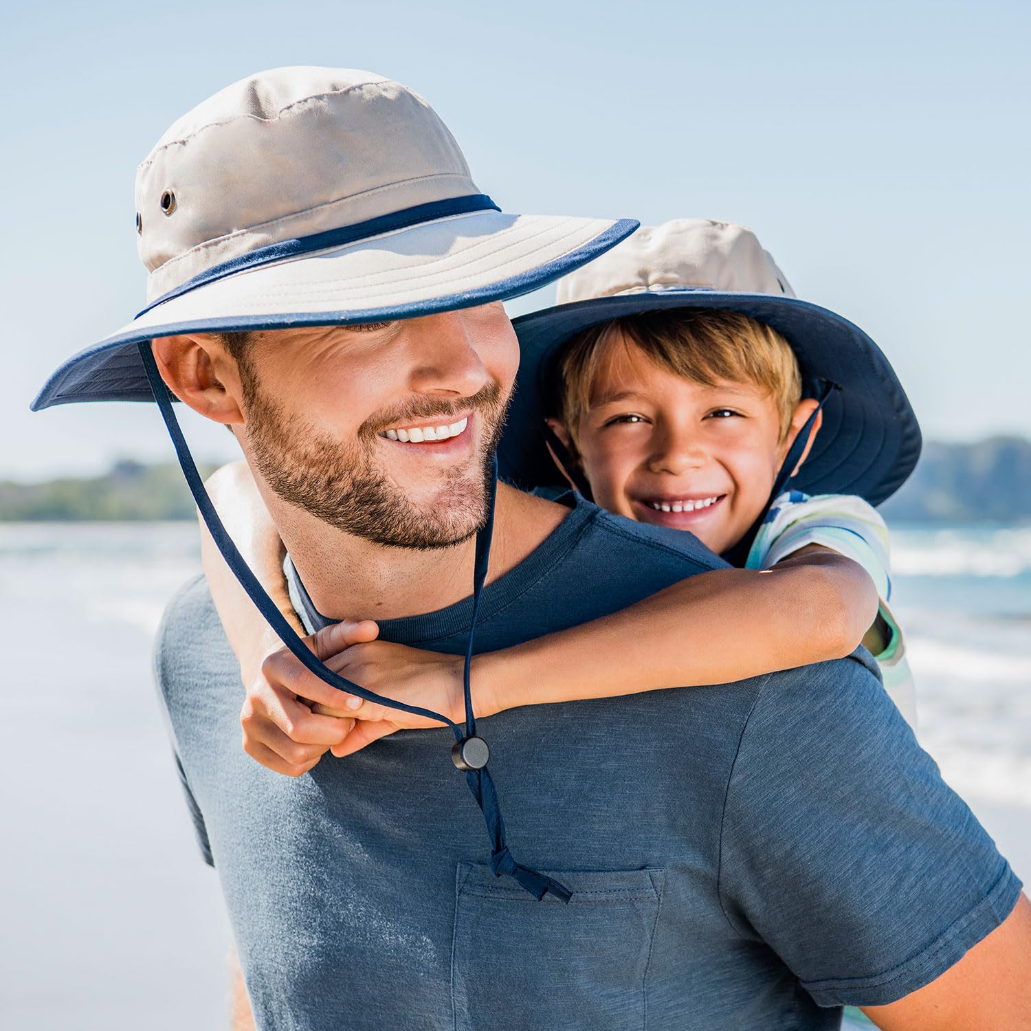Left side profile of Wallaroo Explorer Sun Hat in Natural/Camel