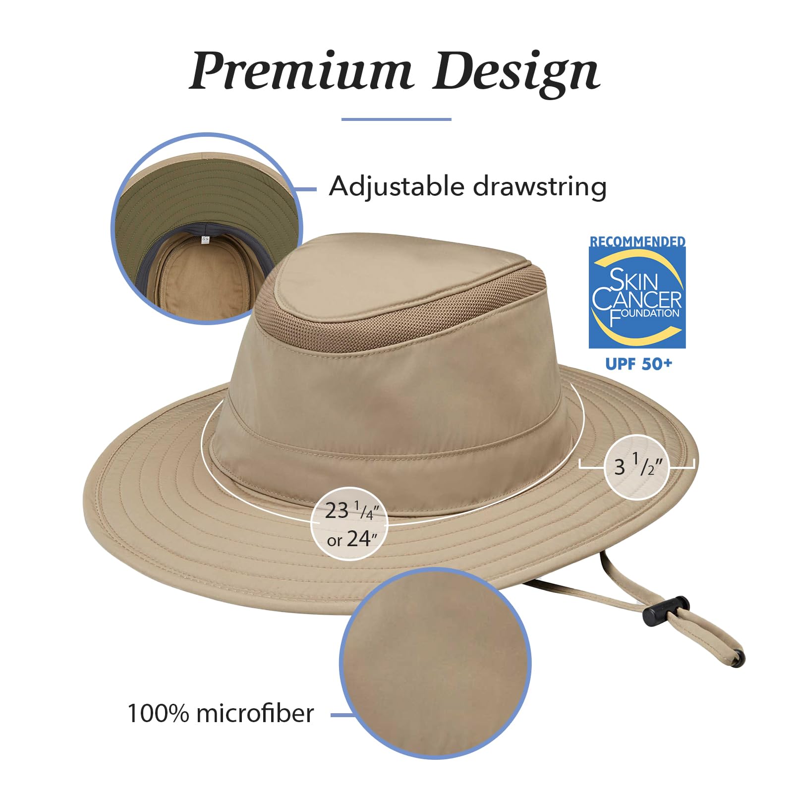 Wallaroo Summit Sun Hat chin strap keeps it secure on windy days