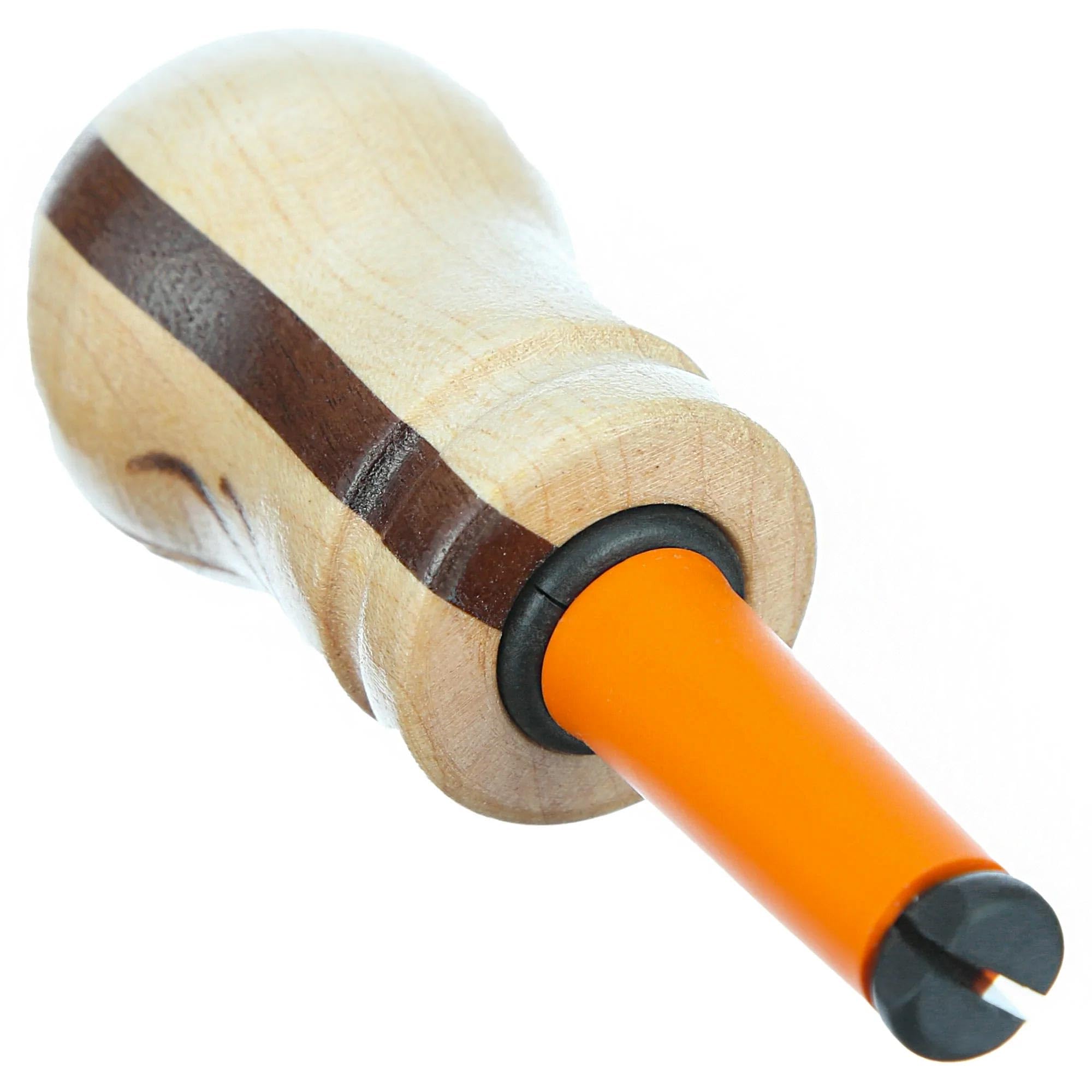 Walnut and maple wood barrel with textured elk antler design