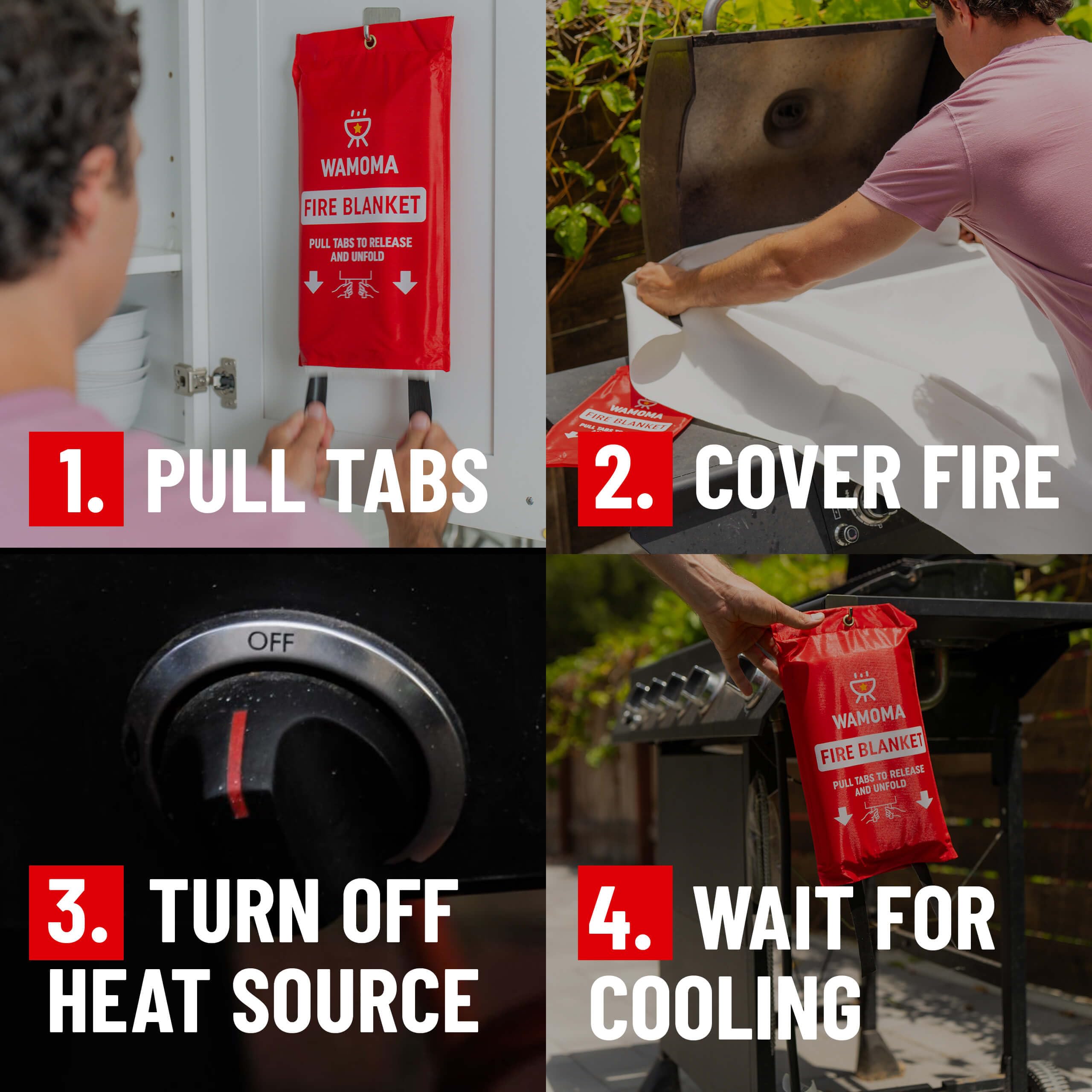 Wamoma Fire Blanket compact waterproof pouch for easy storage at home or on the go