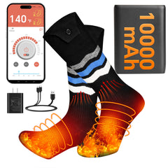 WAMOVAL heated socks packaging shows all-in-one kit for warmth on winter adventures