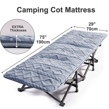 Wamsound camping cot pad side straps show secure fit on uneven surfaces.
