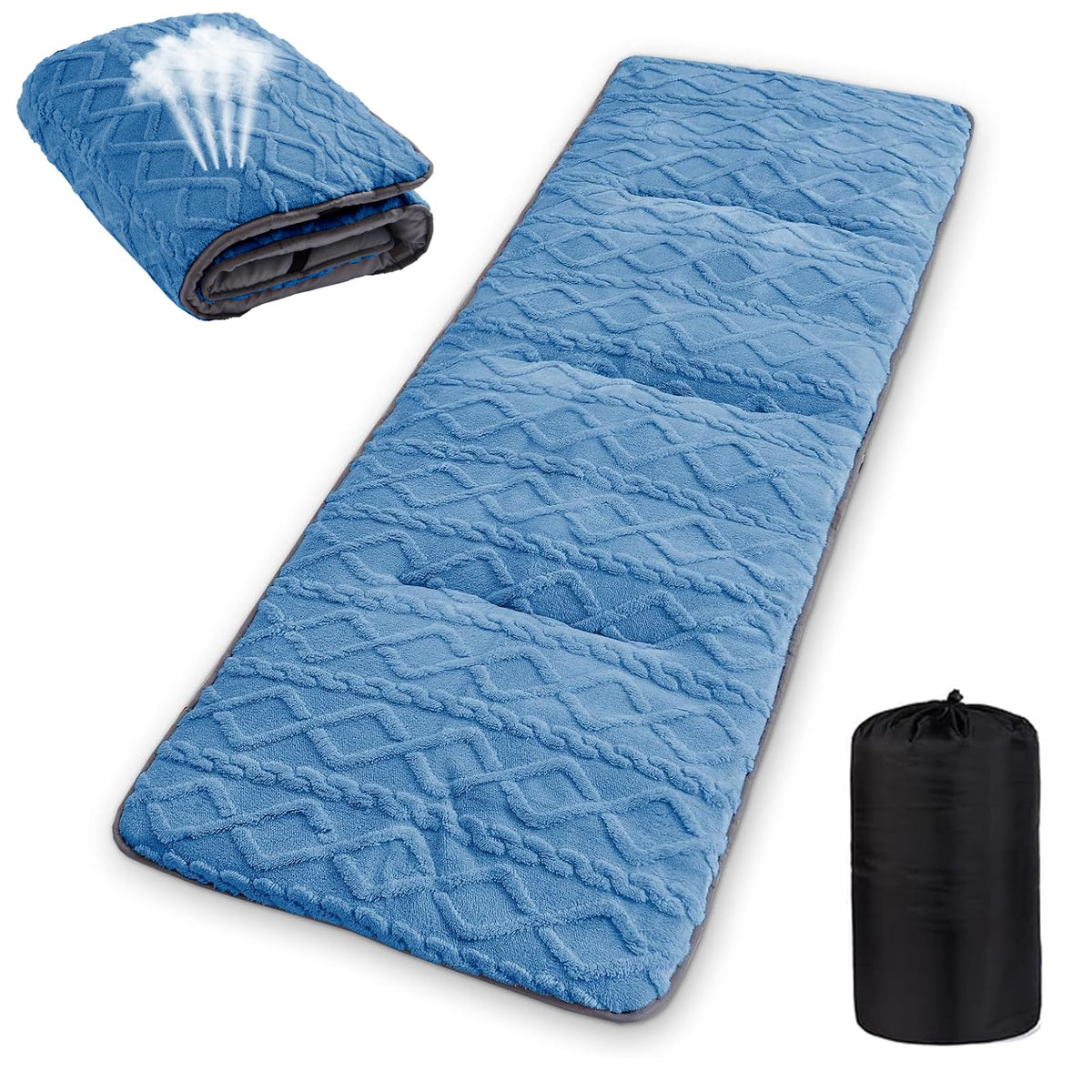 Wamsound folding camping cot pad rolled compactly for easy travel