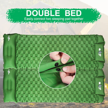 WANNTS sleeping pad built-in pump enables quick foot inflation for easy setup.
