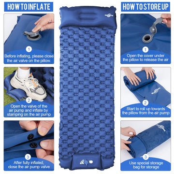 WANNTS sleeping pad at 75 by 25 inches for ample sleeping space