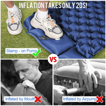 WANNTS sleeping pad built-in pump enables quick foot inflation