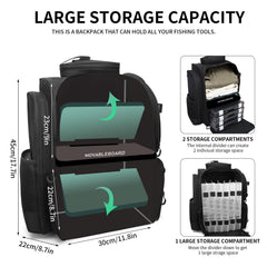 WANOON fishing backpack foldable divider enables versatile organization.
