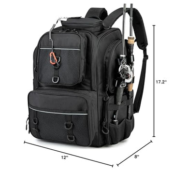 WANOON fishing backpack with rod holders keeps gear within reach.