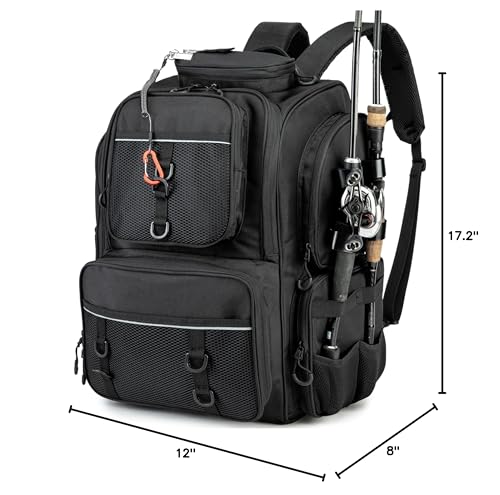 WANOON fishing backpack with rod holders keeps gear within reach.