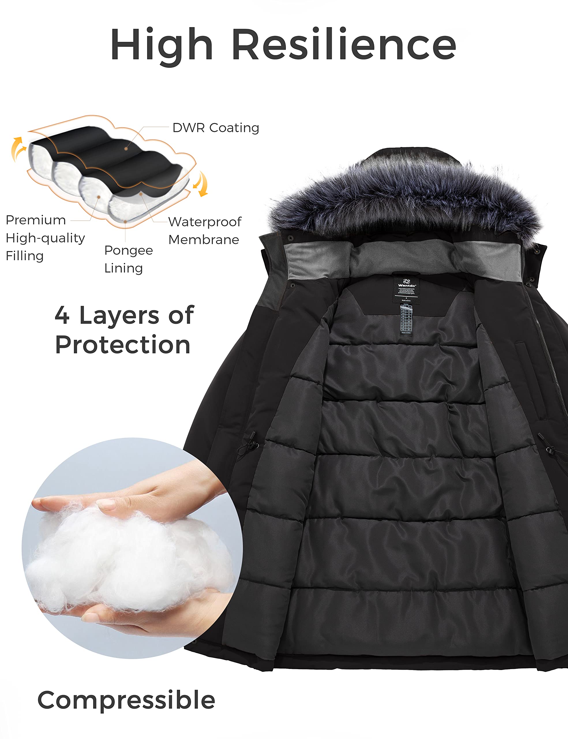 Wantdo heavyweight down-alternative insulation interior detail for warmth