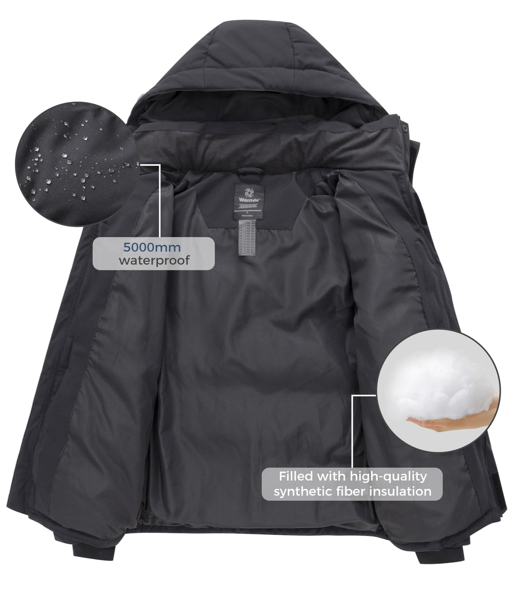 Wantdo men's quilted winter jacket back-view highlights a sleek silhouette for versatile wear.