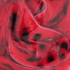 Wapsi Barred Rabbit Zonker Strips red close-up, showing texture for fly tying.