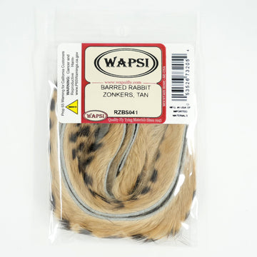 Wapsi Barred Rabbit Zonker Strips in tan, high-quality hides for realistic tying projects.