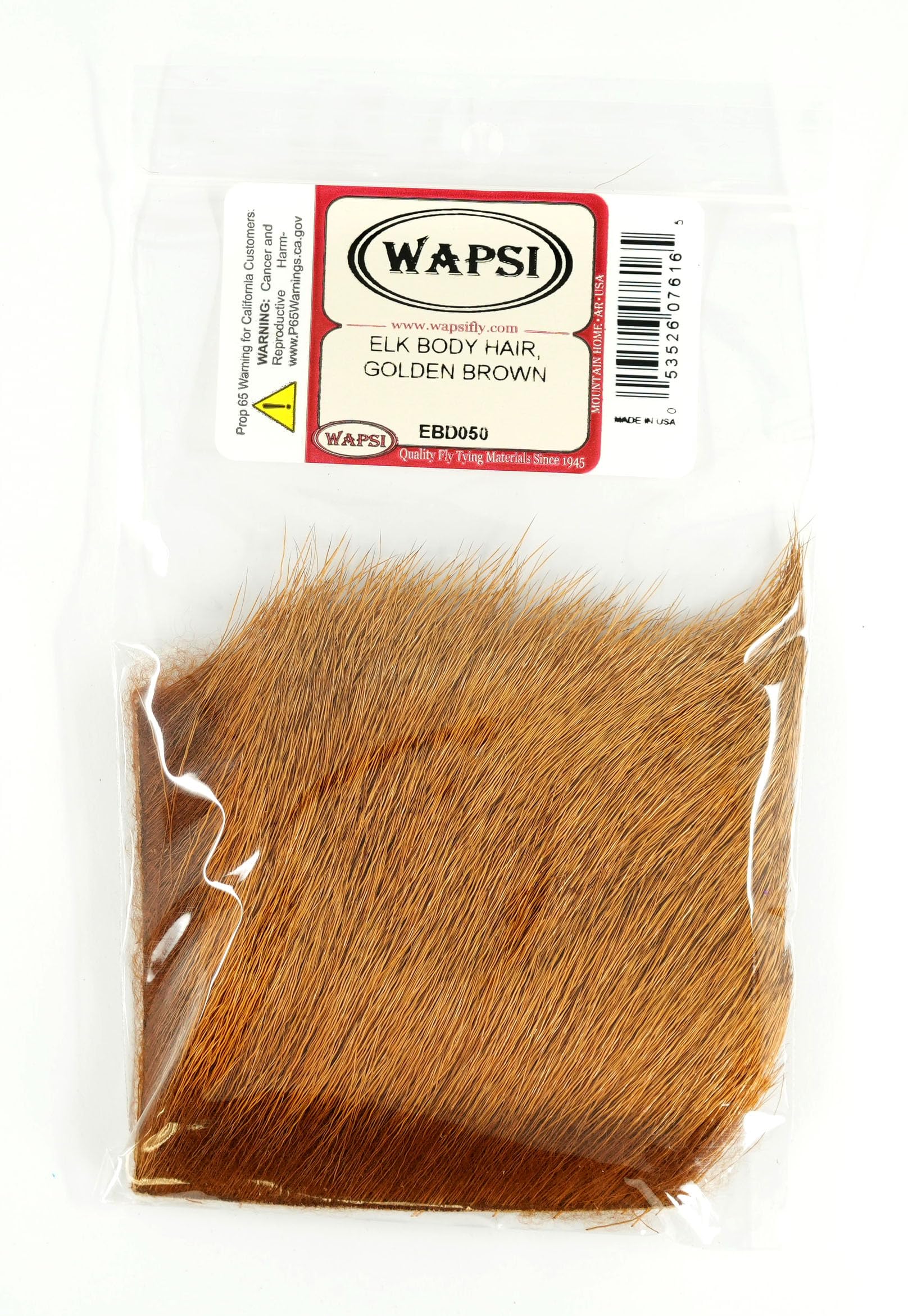 Wapsi Elk Body Hair Golden Brown closeup showing texture ideal for Elk Hair Caddis