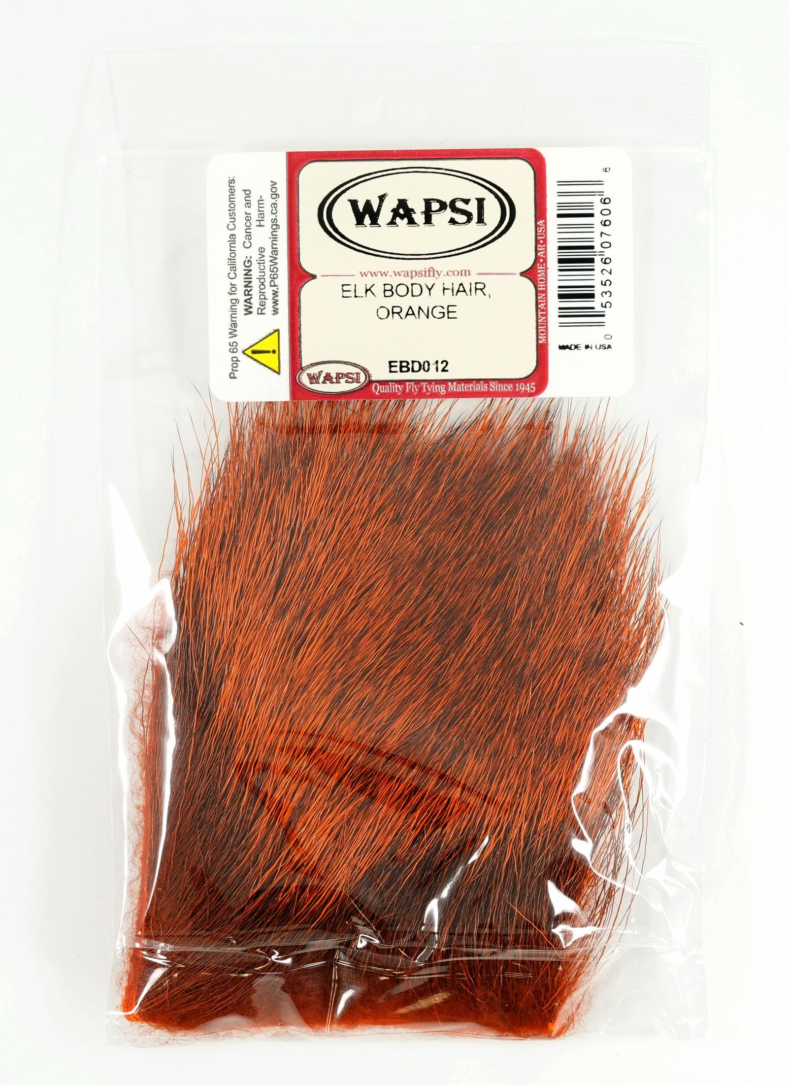 Wapsi Elk Body Hair Orange close-up fibers ideal for Elk Hair Caddis patterns