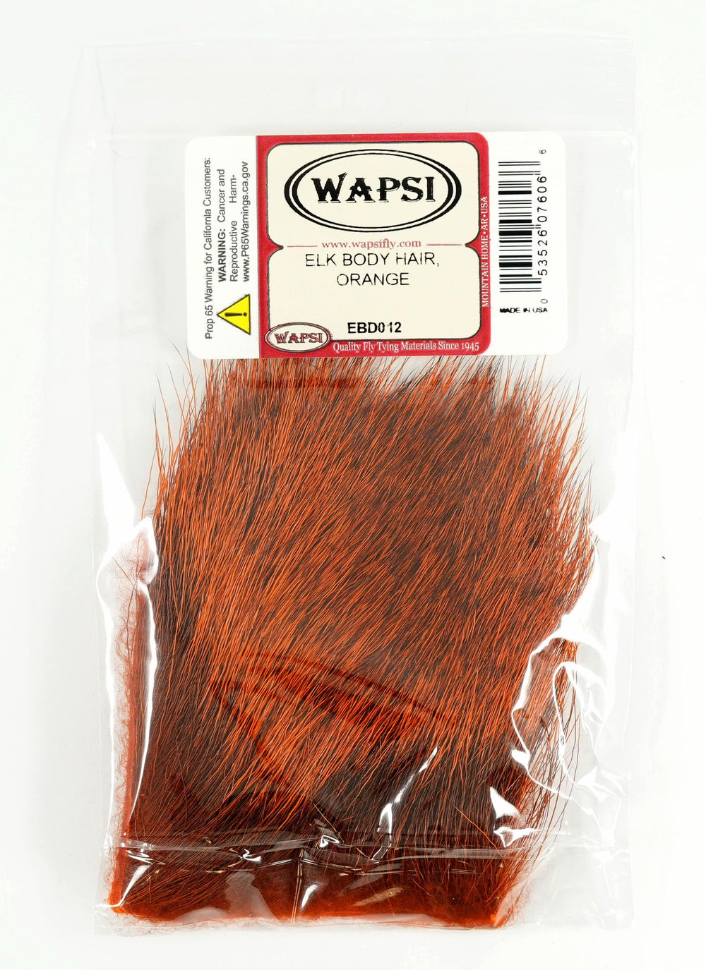 Wapsi Elk Body Hair Orange close-up fibers ideal for Elk Hair Caddis patterns