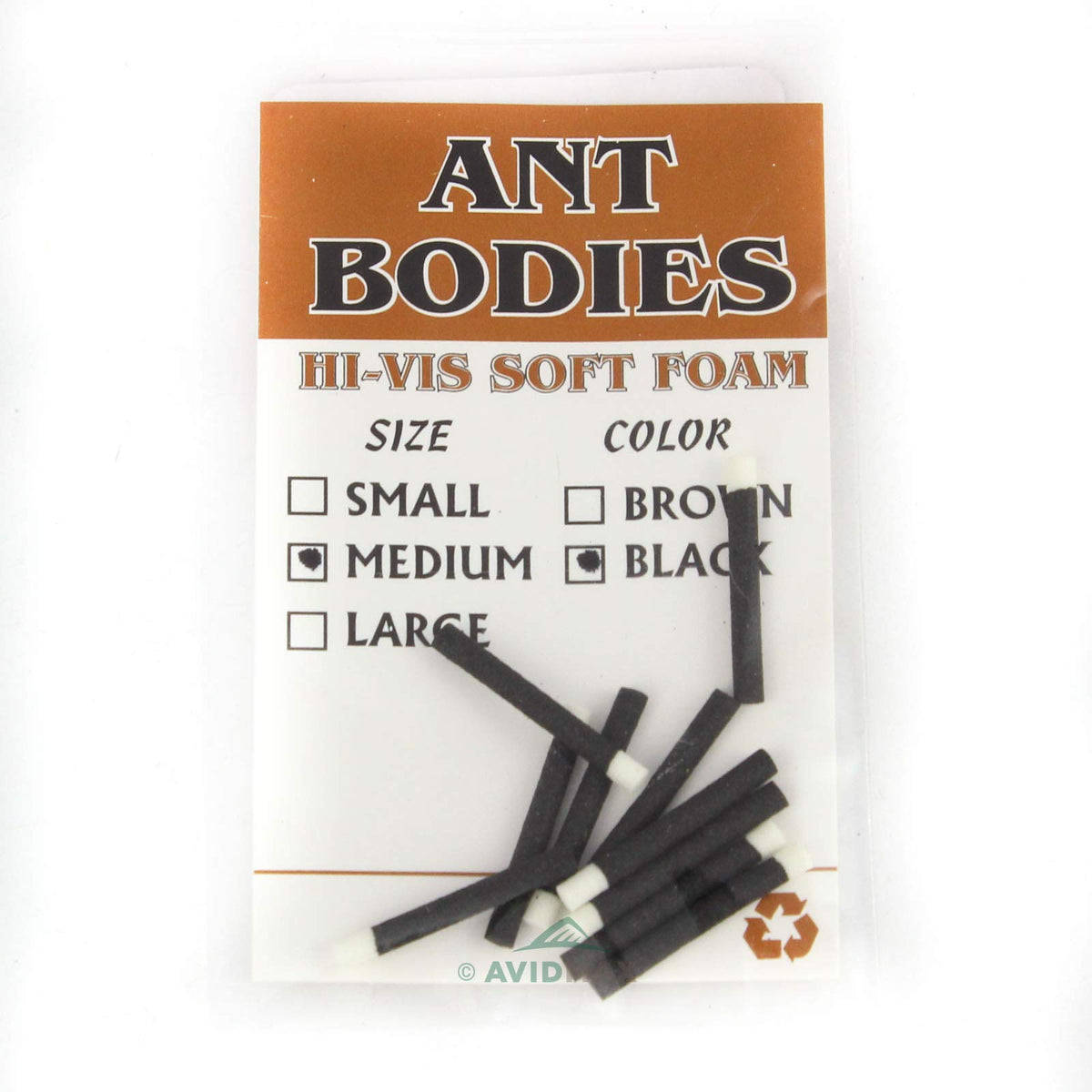Wapsi Foam Ant Body Medium Black, close-up for high-visibility ant patterns.