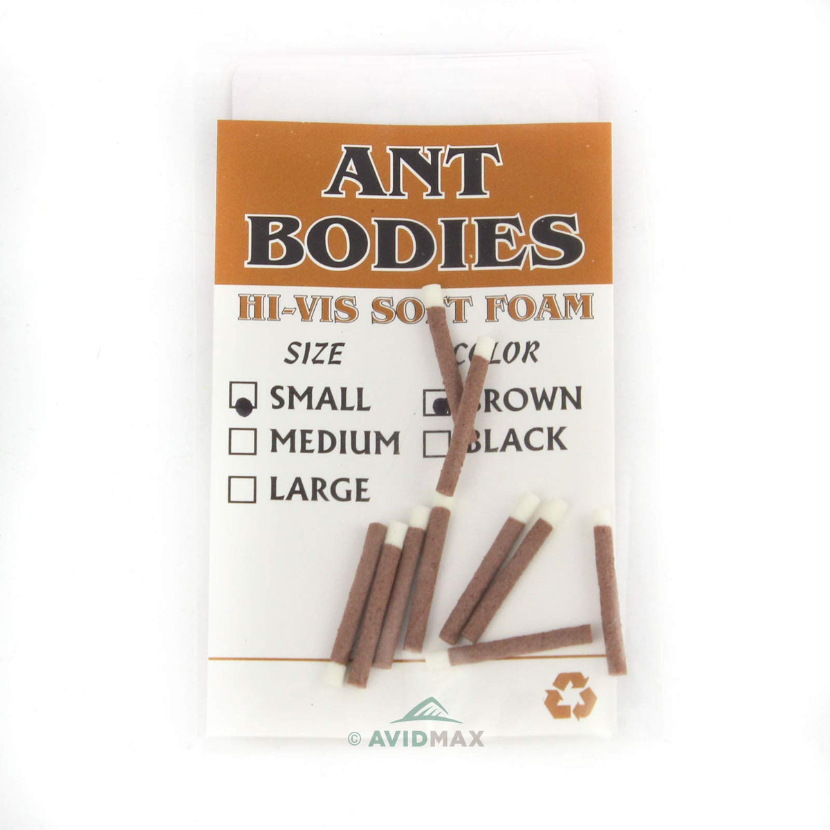 Wapsi Foam Ant Body Small Cinnamon Brown for high-visibility ant patterns in fly tying.