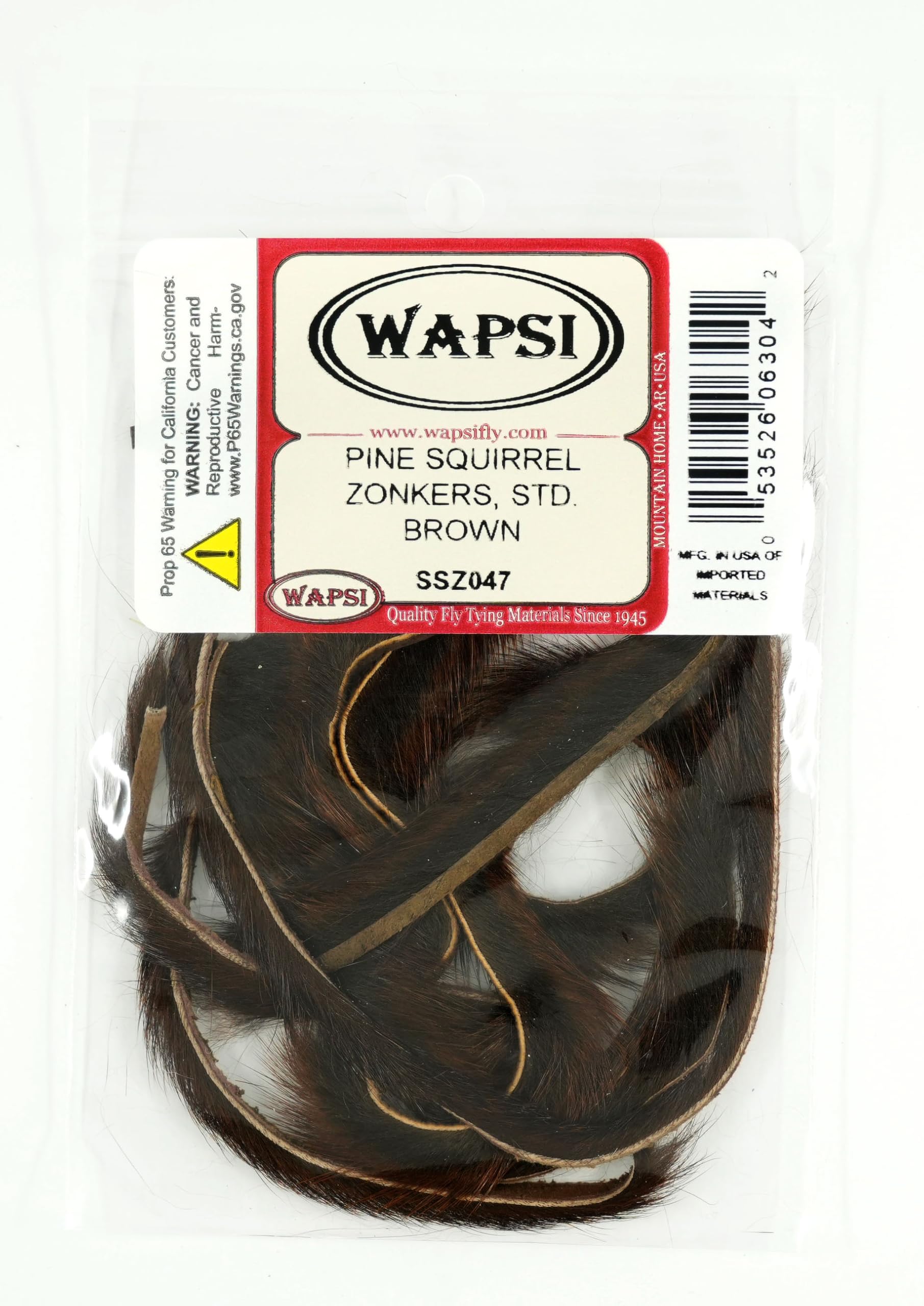 Wapsi Pine Squirrel Zonkers brown strip for lifelike streamer tails.