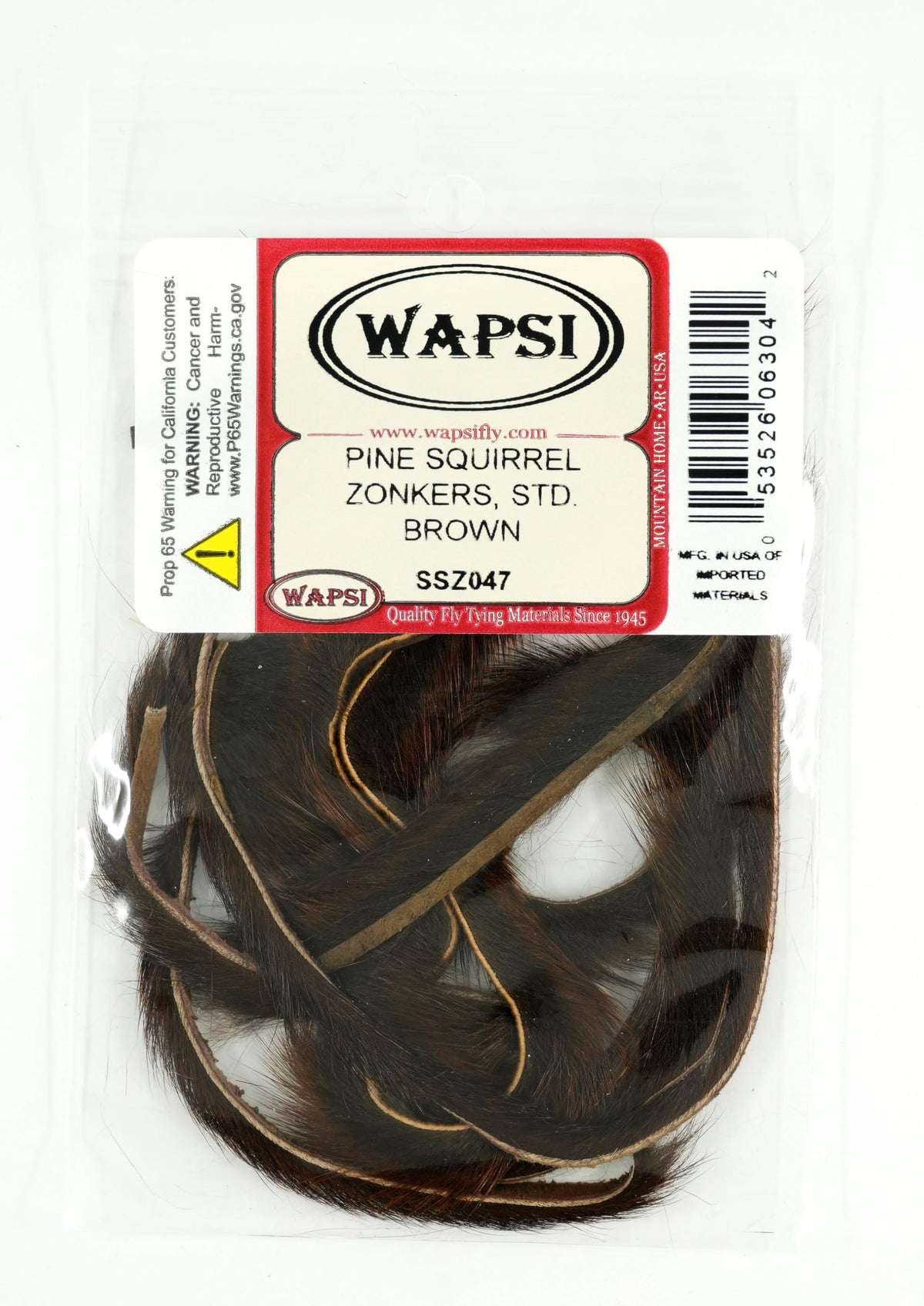 Wapsi Pine Squirrel Zonkers brown strip for lifelike streamer tails.