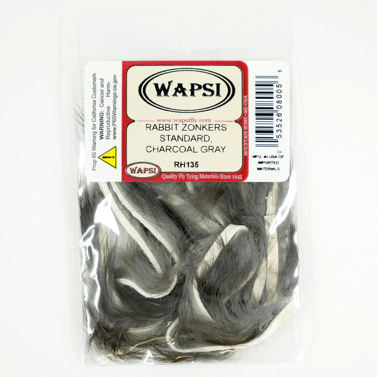 Wapsi Rabbit Fur Zonker strip closeup showing lifelike streamer tails for fly tying.