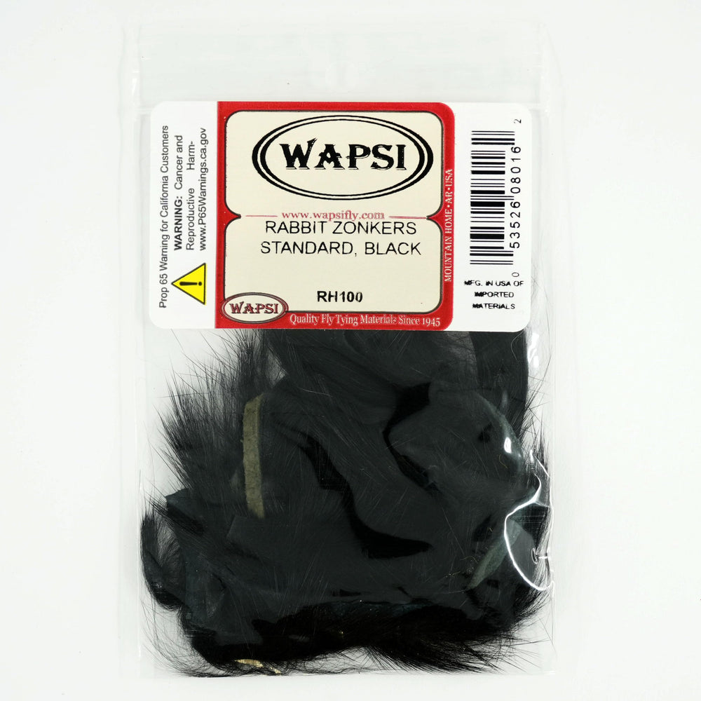 Wapsi Rabbit Zonker Strip Black close-up showing texture for lifelike flies.