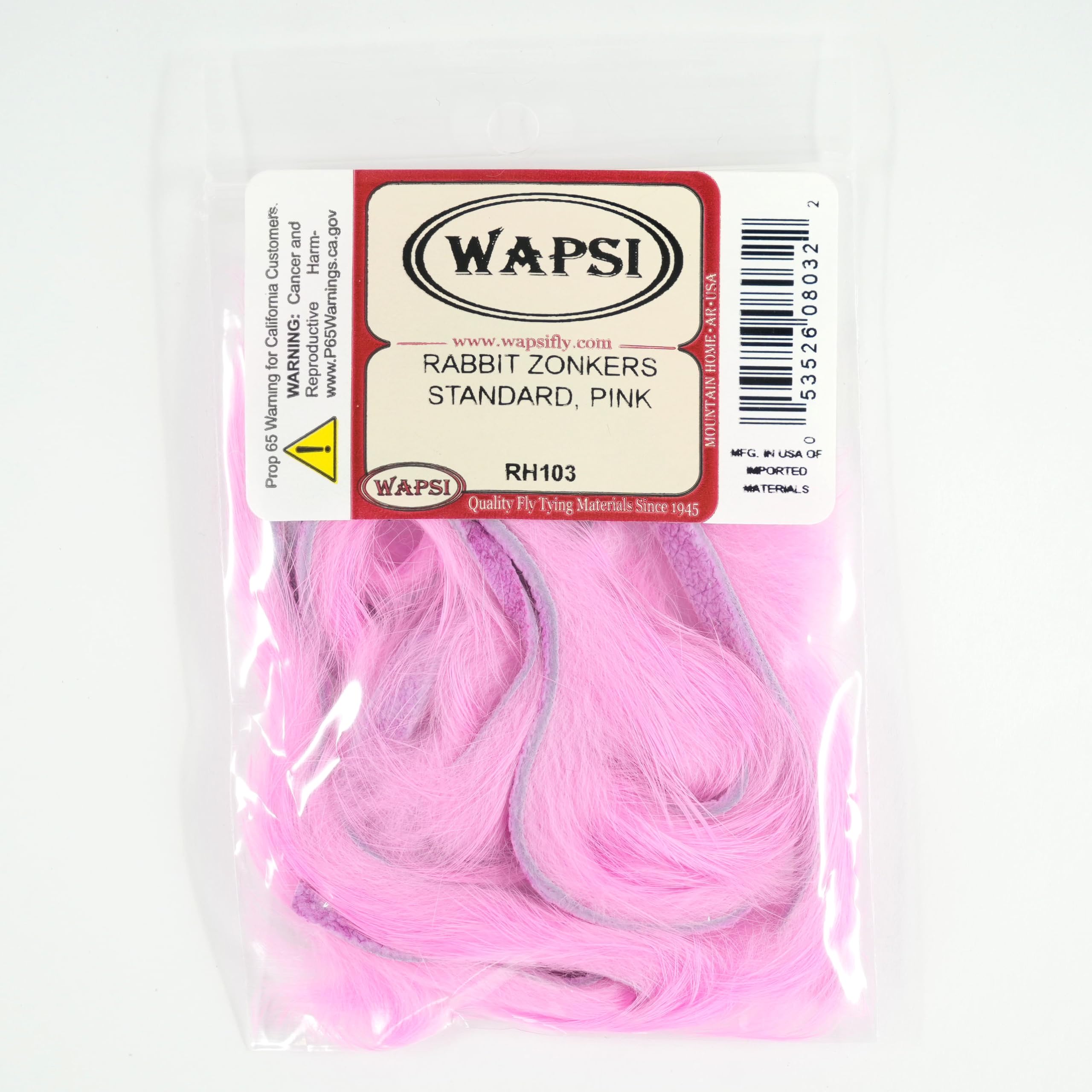 Wapsi Rabbit Zonker Strip Pink pack, 1/8 inch cut for fly tying.