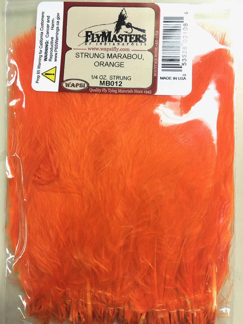 Wapsi Strung Marabou Orange adds bright color and buoyant body for versatile flies