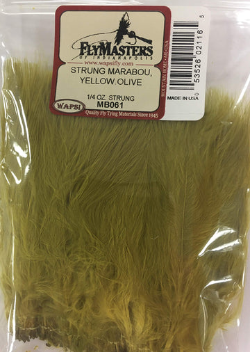 Wapsi Strung Marabou Yellow Olive bundle for versatile fly tying with vivid color options