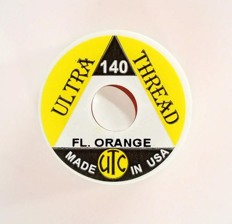 Wapsi Ultra Thread 140 Denier fluorescent orange close-up wraps for precise tying