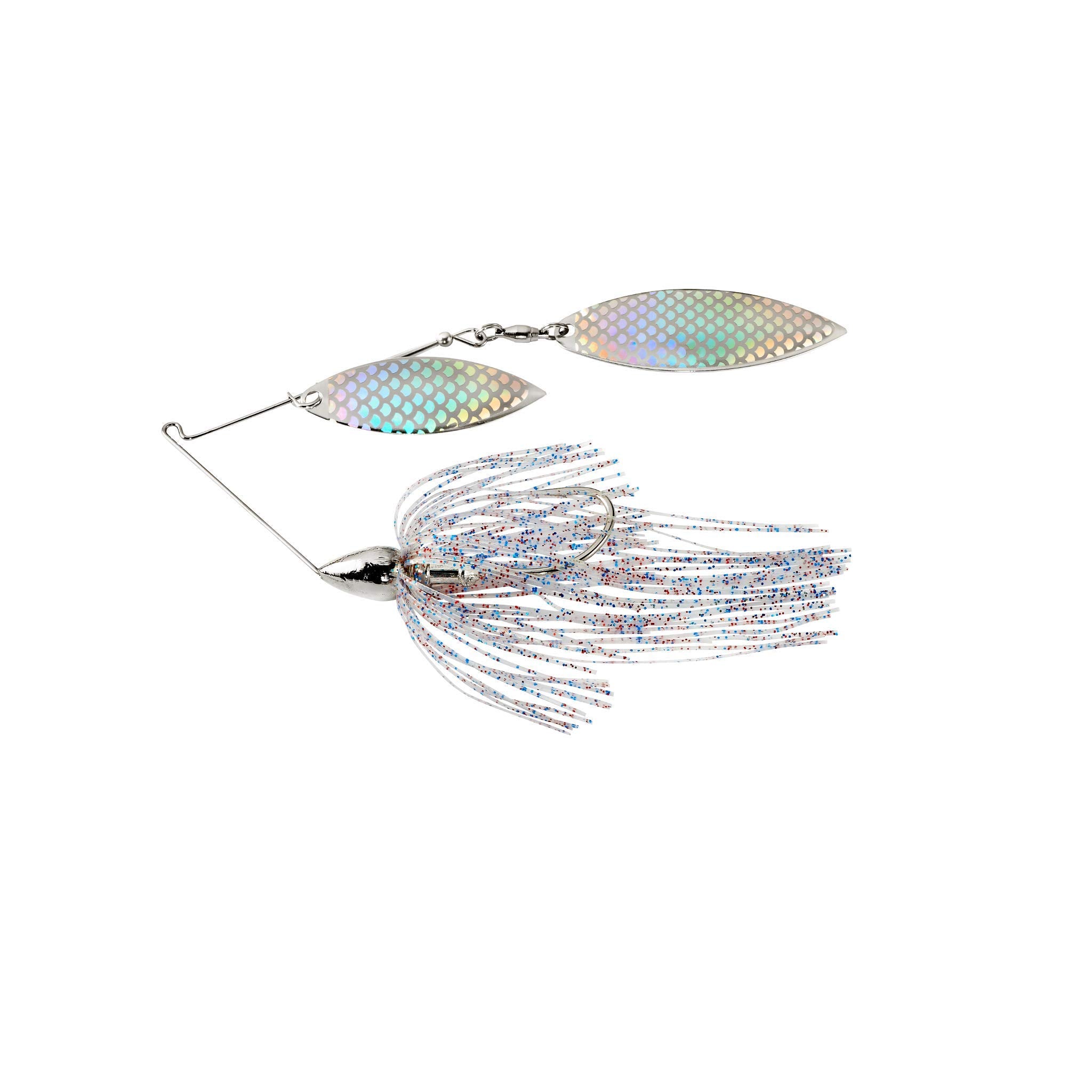 War Eagle Custom Lures nickel frame double willow spinnerbait with firecracker skirt for maximum flash