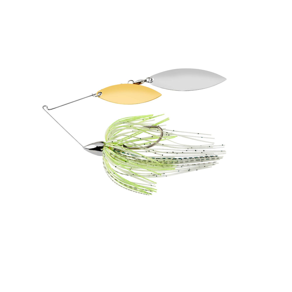 WAR EAGLE nickel frame double willow spinnerbait close-up for fast water retrieves