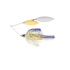 War Eagle spinnerbait with double willow blades and purple skirt for high-visibility bass attraction