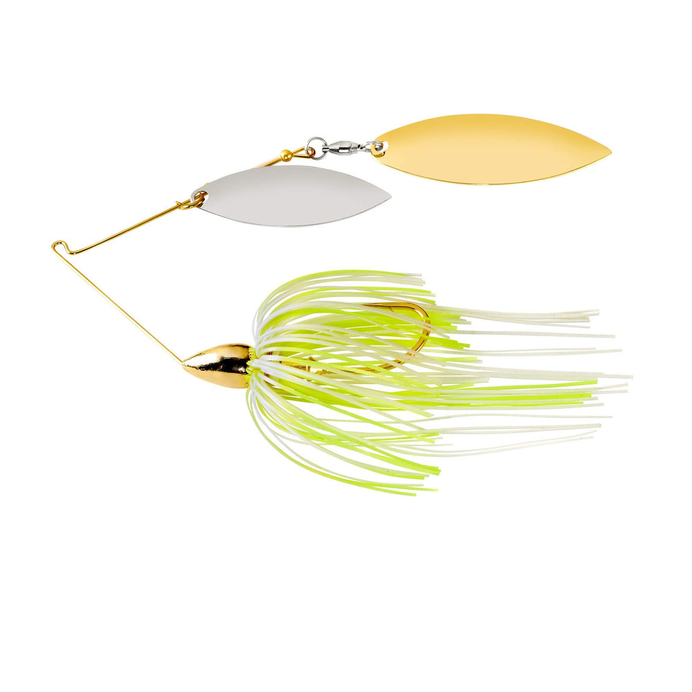 War Eagle WE14GW16 double willow gold frame lure with bright flash in murky water