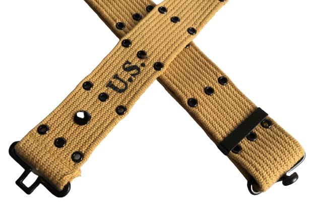 War Equine Militaria M1936 Webbing Belt eyelets row detail emphasizes multi-attachment potential.