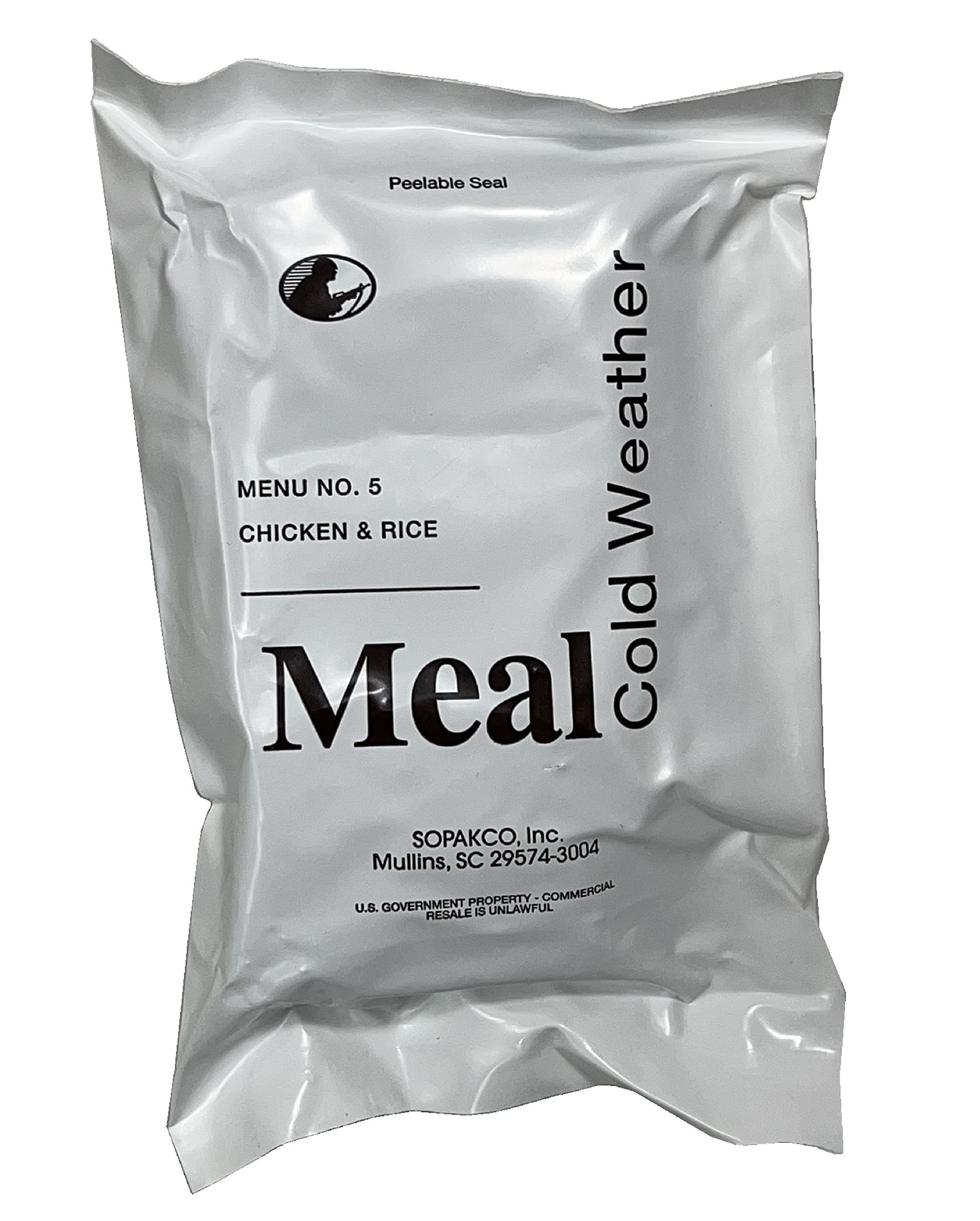 Wardog Surplus Chicken and Rice MRE Menu 5, ready-to-eat field meal for cold weather environments