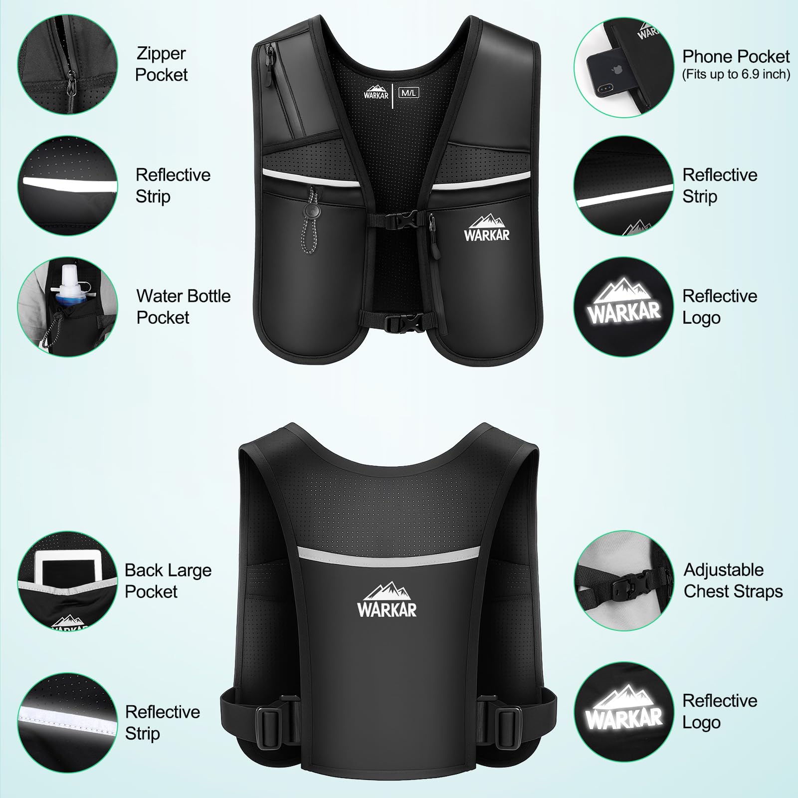 WARKAR hydration vest in action during trail running and hiking.