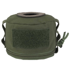 WarmHeartting gas canister pouch close-up showing snug fit for secure transport