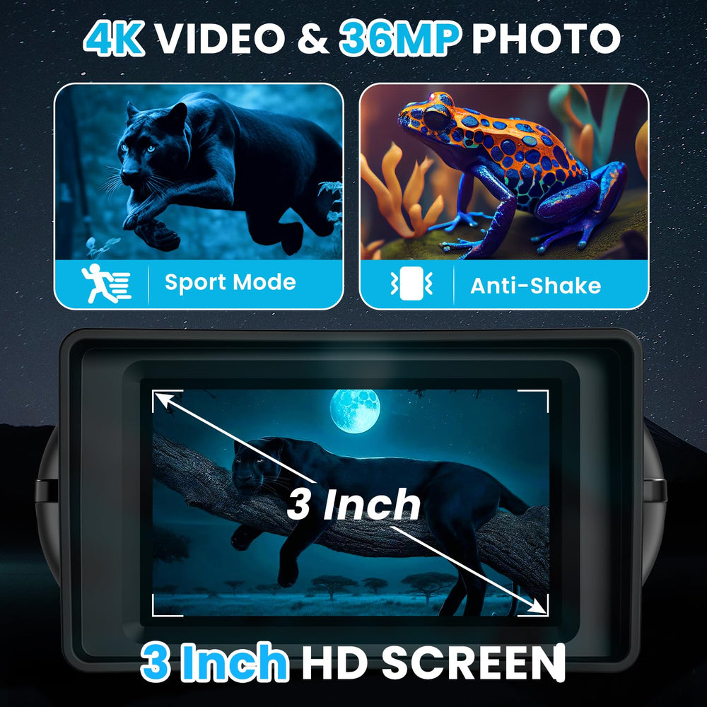 WARMTUYO night vision goggles 3-inch display enables easy viewing in dim conditions.