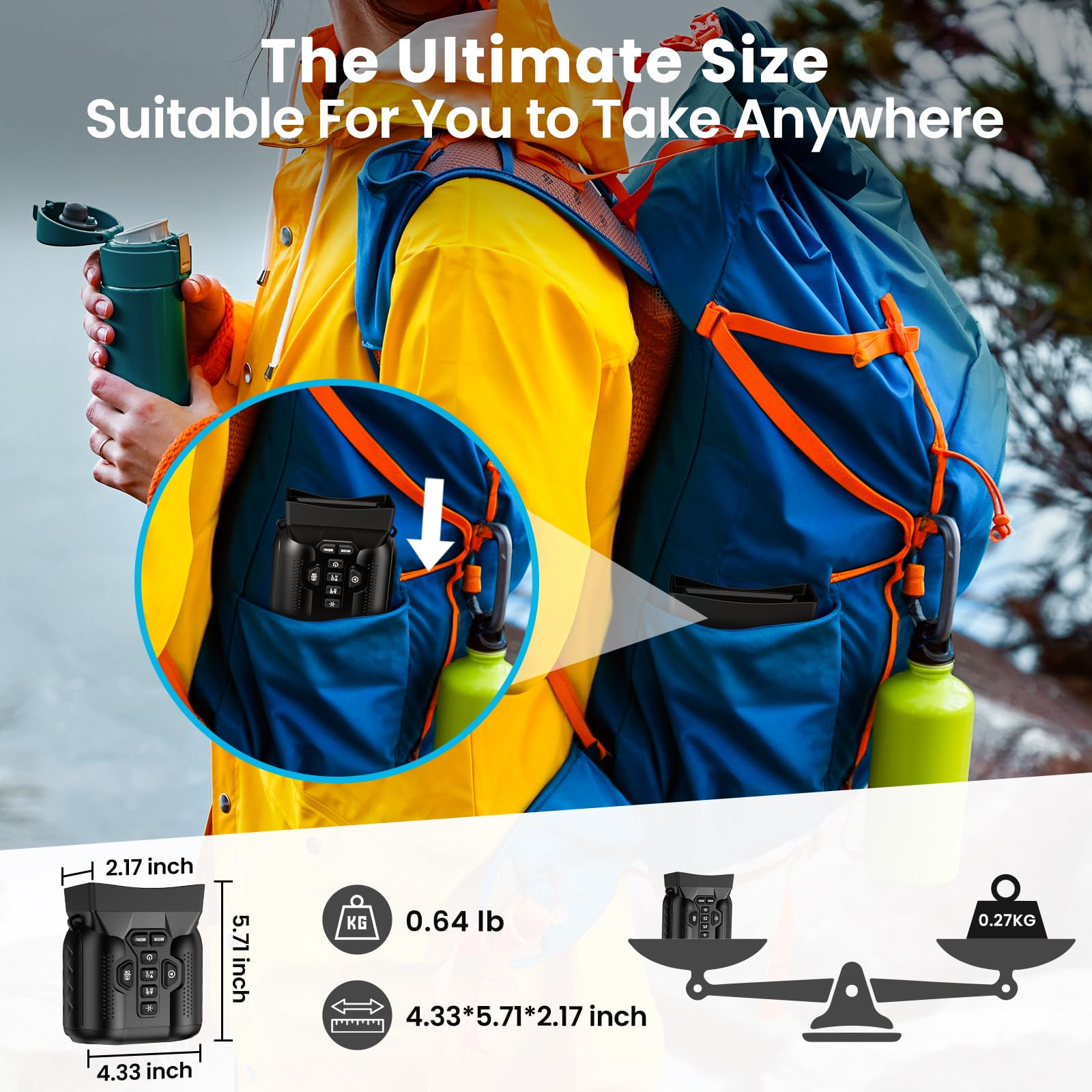WARMTUYO compact binoculars included in the package for on-the-go use.