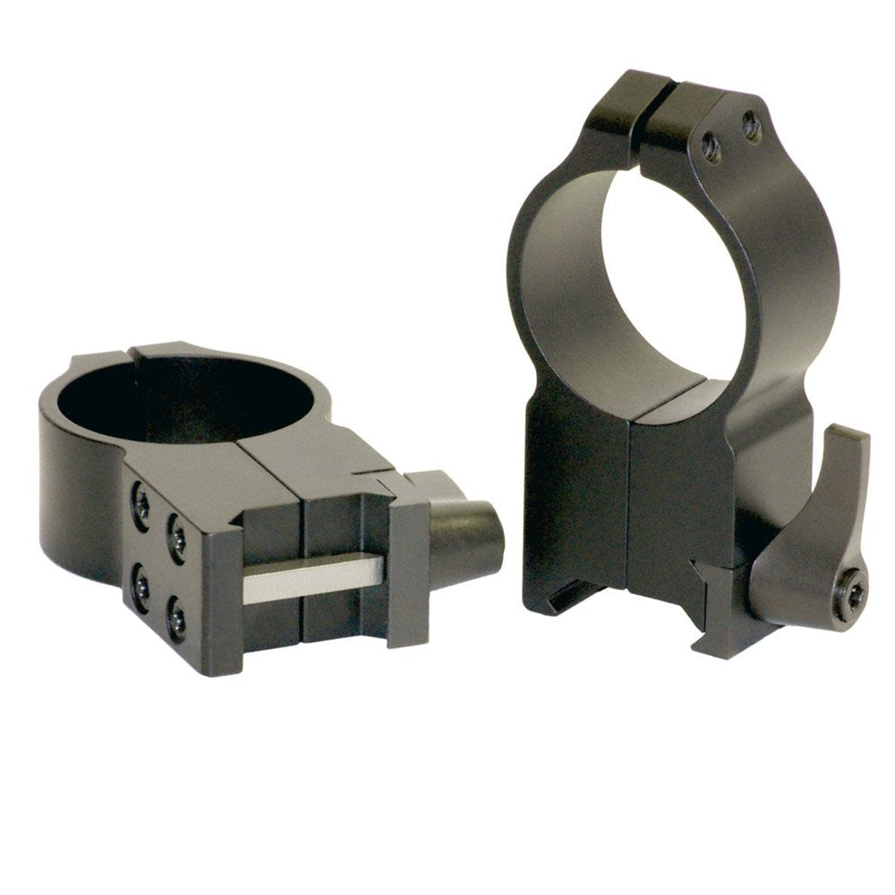 WARNE 217LM Maxima quick detach rings secure a 30 mm scope for rapid field adjustments.