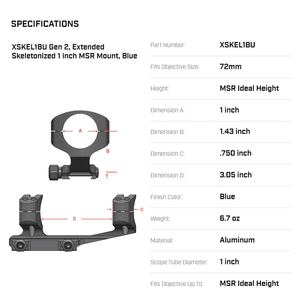 WARNE XSKEL1BU Gen 2 versatile blue mount fits LPVOs and 24-56mm scopes.
