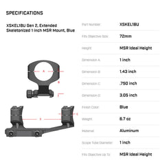 WARNE XSKEL1BU Gen 2 versatile blue mount fits LPVOs and 24-56mm scopes.
