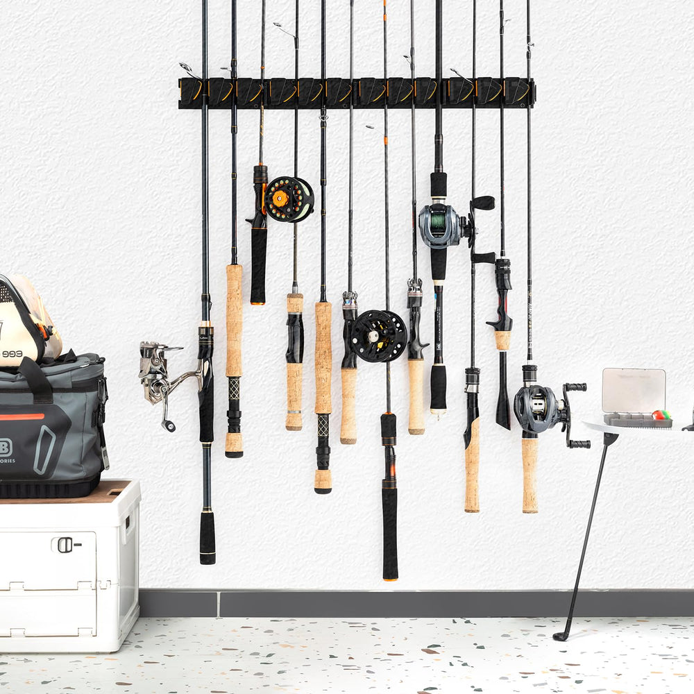 Expandable rod holder showing 3 to 12 rod capacity with snap design
