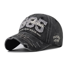 Washed Baseball Cap black front view for versatile daily wear.