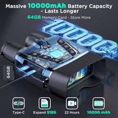 WASOCA Night Vision Goggles 4K display highlights crsip real-time viewing in low light.