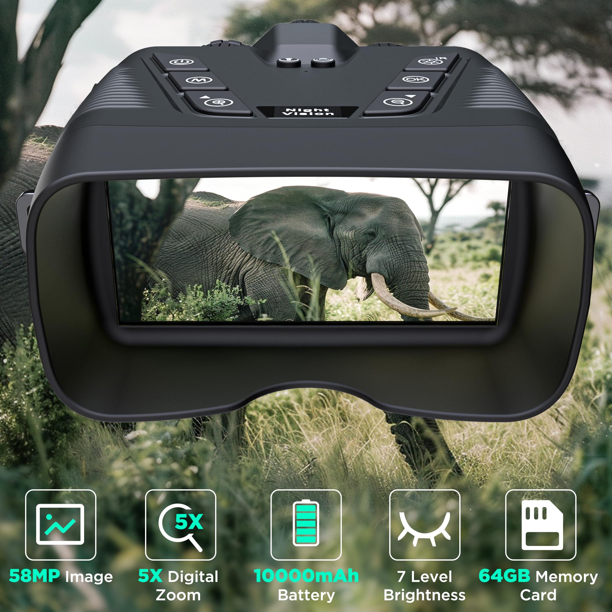 WASOCA Night Vision Goggles night use setup with portable case for travel.