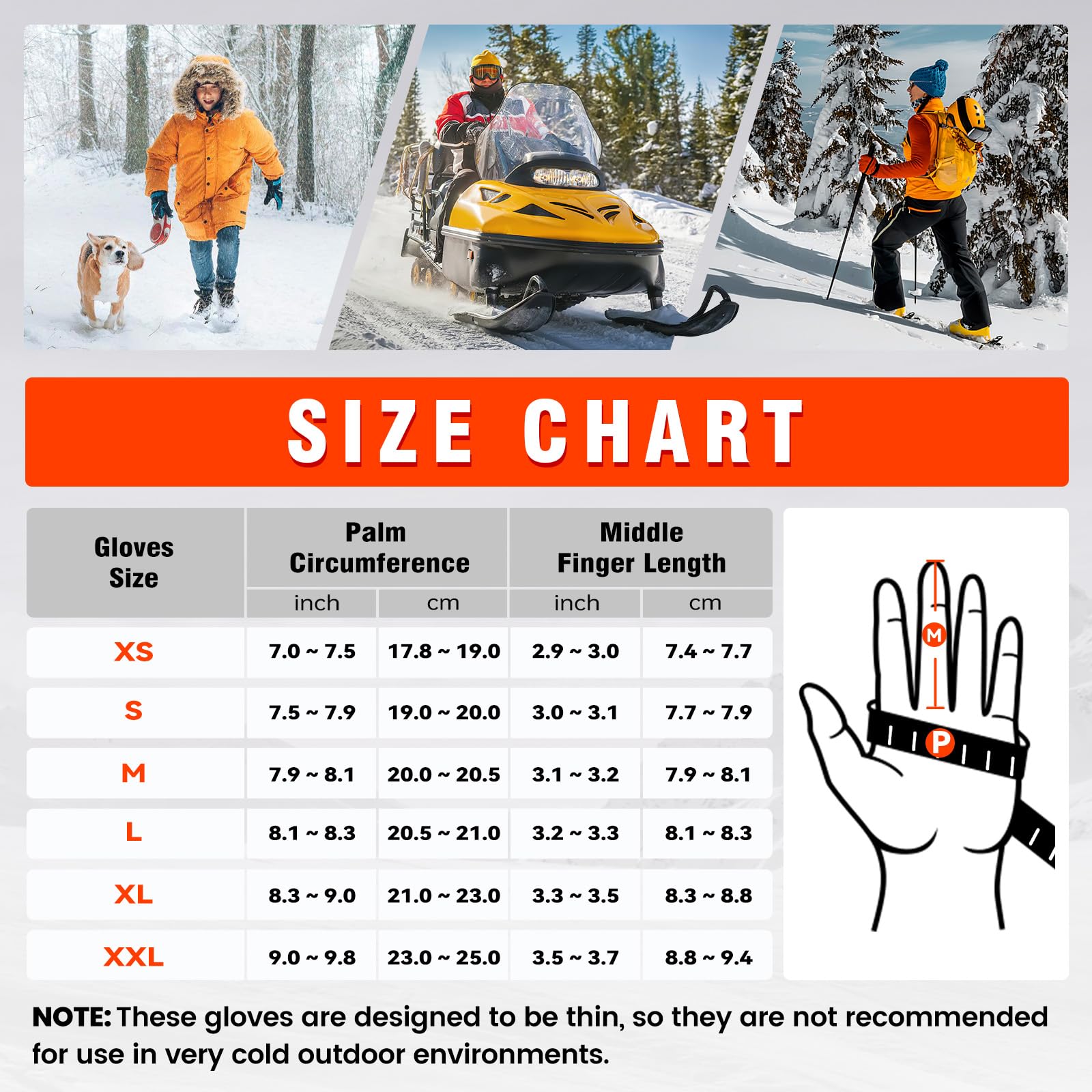Wasoto heated glove liners camping and hiking use in cold weather