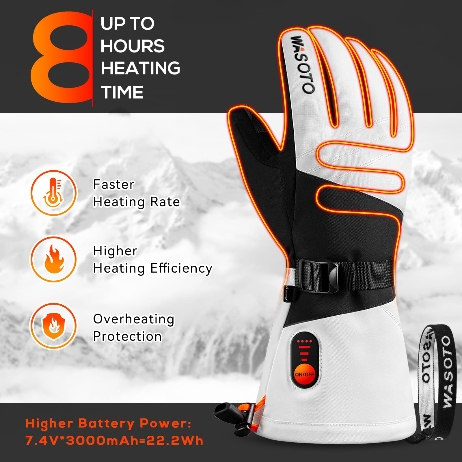 WASOTO heated gloves feature 30K heating wires across fingers and palm